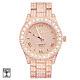 Techno Pave Men's Rose Gold Plated Icy Cz Metal Band Watches Wm 8719 Rg