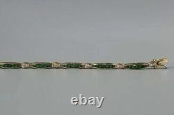 Tennis Bracelet 14k Gold Plated Baguette Lab Created Green Emerald Diamond