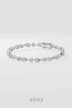 Tennis Bracelet 14k White Gold Plated 3.50Ct Round & Pear Lab Grown Diamond/CVD