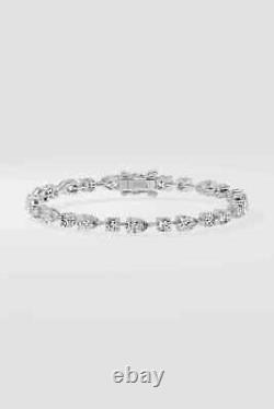 Tennis Bracelet 14k White Gold Plated 3.50Ct Round & Pear Lab Grown Diamond/CVD