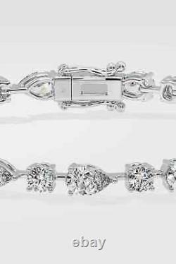 Tennis Bracelet 14k White Gold Plated 3.50Ct Round & Pear Lab Grown Diamond/CVD