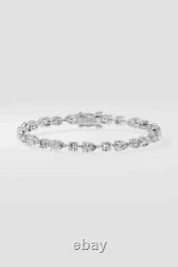 Tennis Bracelet 14k White Gold Plated 3.50Ct Round & Pear Lab Grown Diamond/CVD