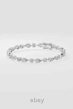 Tennis Bracelet 14k White Gold Plated 3.50Ct Round & Pear Lab Grown Diamond/CVD