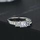 Three-stone Princess Cut Diamond 14k White Gold Plated Women Engagement Ring