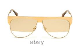 Tom Ford FT 0707 30G Yellow Gold Plated/ Mirrored Brown Lens Sunglasses New