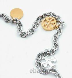 Tory Burch Women's Silver & 16K Gold Plated Logo Charm Rosary Necklace