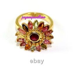 Tourmaline Gemstone Victorian Stylish Jewelry Gold Plated Sterling Silver Ring