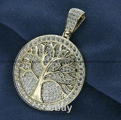 Tree Of Life Pendant For Men's 2.0 Ct Lab Created Diamond 14K White Gold Plated