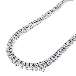 Two Row Tennis Men's Chain 73Ct Simulated 10K White Gold Plated Sterling
