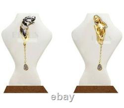 Unique Gold Plated Lady Black panther Earrings 925 Sterling Silver girl Women