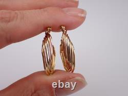 Unique Vintage Twisted Hoops Estate Tri Color Earrings 14K Tri-Tone Gold Plated
