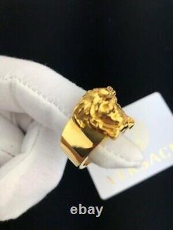 VERSACE Palazzo Medusa Head Gold Plated Signature Simple Band Ring 11