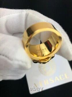 VERSACE Palazzo Medusa Head Gold Plated Signature Simple Band Ring 11