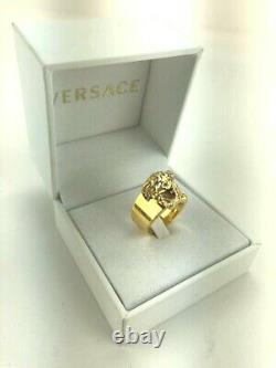 VERSACE Palazzo Medusa Head Gold Plated Signature Simple Band Ring 11