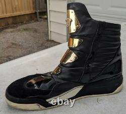 Versace Medusa Gold Plate Black Leather High-Top Sneakers Boots RARE Mens 11