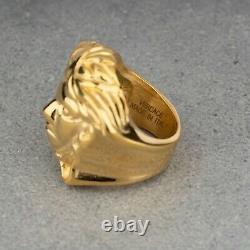 Versace Medusa Head Ring For Men Metallic Yellow Gold Plated Large Heavy Size 7