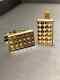 Vintage 14k Yellow Gold Fn Tiffany & Co Diamond Pattern Rectangular Cufflinks