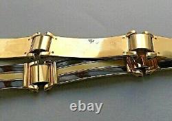 Vintage 1970s Gucci Belt Metal Gold Plated Enamel Brown/Cream Italy