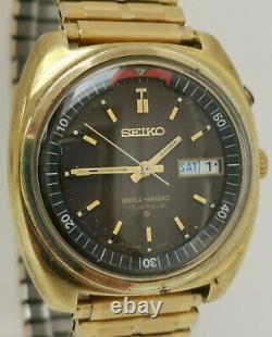 Vintage 1971 Seiko Bellmatic 4006 6031 Alarm Gold Plate Brown Face Gents Watch
