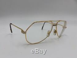 Vintage 1980s Cartier Santos Gold Plated Aviator Glasses Sunglasses 62 140
