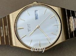 Vintage 1992 Gold-Plated Seiko Day-Date withMint Dial, Orig Bracelet, 5Y23 Mvmt, Runs