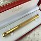 Vintage Authentic Cartier Ballpoint Pen Vendome Trinity 18k Gold Plated With Case