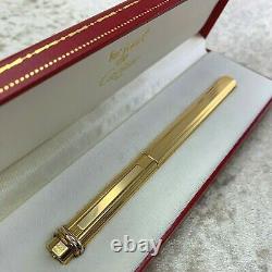 Vintage Authentic Cartier Ballpoint Pen Vendome Trinity 18K Gold Plated with Case2