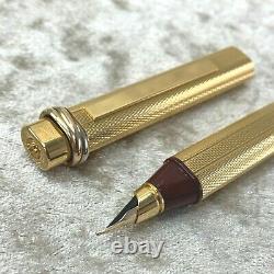 Vintage Authentic Cartier Fountain Pen Vendome Trinity 18K Gold Plated Finish