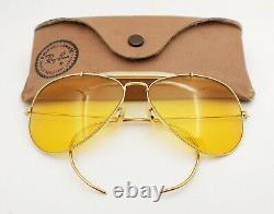 Vintage B&L Ray Ban Bausch & Lomb 58mm Ambermatic Aviator Outdoorsman withCase
