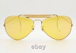 Vintage B&L Ray Ban Bausch & Lomb 58mm Ambermatic Aviator Outdoorsman withCase