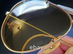 Vintage B&L Ray Ban Bausch & Lomb 62mm Shooter Ambermatic Aviator withCase