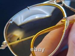 Vintage B&L Ray Ban Bausch & Lomb Ambermatic Aviator Shooter 62mm withCase
