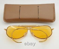 Vintage B&L Ray Ban Bausch & Lomb Ambermatic Aviator Shooter 62mm withCase