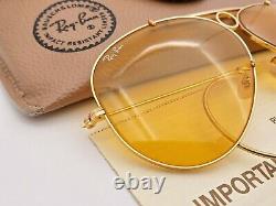 Vintage B&L Ray Ban Bausch & Lomb Ambermatic Shooter 62mm Aviator withCase