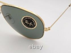 Vintage B&L Ray Ban Bausch & Lomb Gold Aviator G15 Gray 58mm L0205 withCase