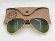 Vintage B&l Ray Ban Bausch & Lomb Gold Aviator Rb3 Green 58mm Withcase