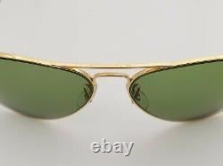 Vintage B&L Ray Ban Bausch & Lomb Gold Aviator RB3 Green 58mm withCase
