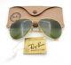 Vintage B&l Ray Ban Bausch & Lomb Gold Aviator Rb3 Green 62mm Withcase+tag