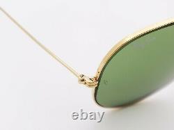 Vintage B&L Ray Ban Bausch & Lomb Gold Aviator RB3 Green 62mm withCase+Tag