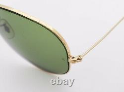 Vintage B&L Ray Ban Bausch & Lomb Gold Aviator RB3 Green 62mm withCase+Tag