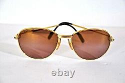 Vintage Cartier 18K Gold Plated Sapphire Sunglasses 57-18