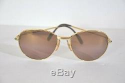 Vintage Cartier 18K Gold Plated Sapphire Sunglasses 57-18