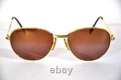 Vintage Cartier 18K Gold Plated Sapphire Sunglasses 57-18