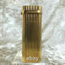 Vintage Cartier Gas Lighter 18K Gold Plated Body with 1P Diamond Godron No Box