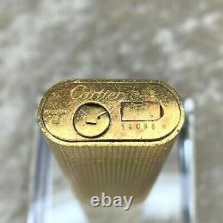 Vintage Cartier Lighter 18k Gold Plated Body Checkered Texture Authentic No Box