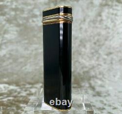 Vintage Cartier Lighter Black Lacquer Trinity 18K Gold Plated Accents with No Case