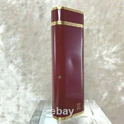 Vintage Cartier Lighter Bordeaux Lacquer Oval 18K Gold Plated Accents No Box