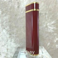 Vintage Cartier Lighter Bordeaux Lacquer Oval 18K Gold Plated Accents No Box