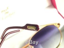 Vintage Cartier Louis 2x Sapphire 57mm Sunglasses 18k Heavy Gold Plated France