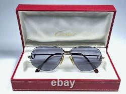 Vintage Cartier Panthere 56 Small Platine Heavy Plated Sunglasses France 18k